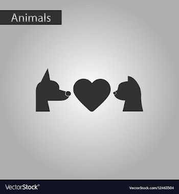Black and white style icon cat dog heart vector image