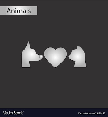 Black and white style icon cat dog heart vector image