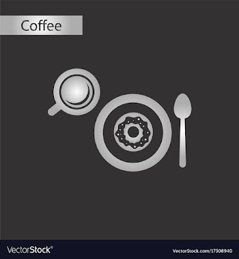 Black and white style icon coffee cup donut vector image