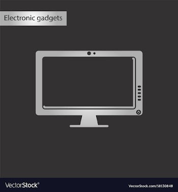 Black and white style icon computer monitor vector image