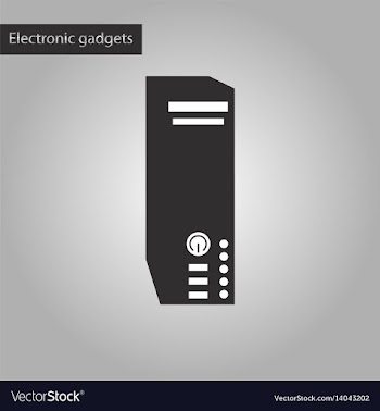 Black and white style icon computer processor vector image