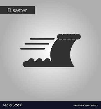 Black and white style icon disaster tsunami vector image
