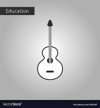 Black and white style icon guitar vector image