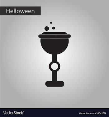 Black and white style icon halloween cup potion vector image