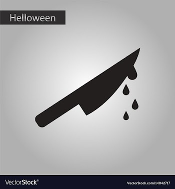 Black and white style icon halloween knife blood vector image
