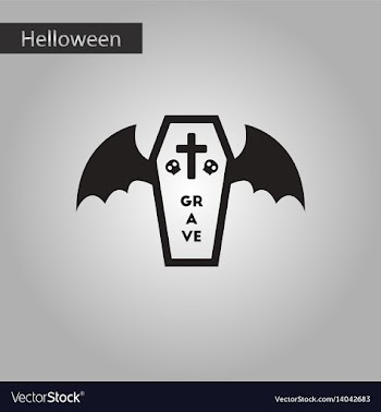 Black and white style icon halloween wings coffin vector image