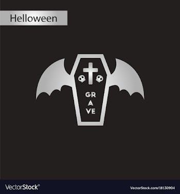 Black and white style icon halloween wings coffin vector image