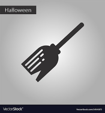 Black and white style icon halloween witch broom vector image