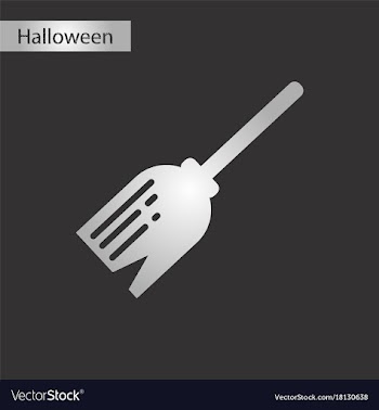 Black and white style icon halloween witchs broom vector image