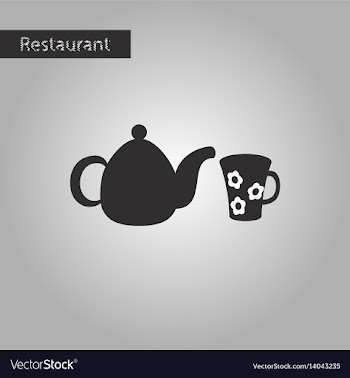 Black and white style icon kettle and cup vector image