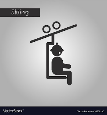Black and white style icon man on ski lift vector image