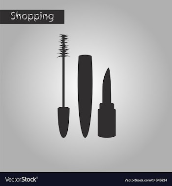 Black and white style icon mascara and lipstick vector image