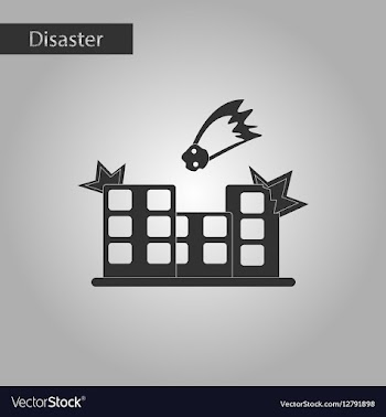 Black and white style icon meteorite falling house vector image