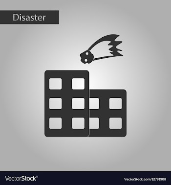 Black and white style icon meteorite falling house vector image