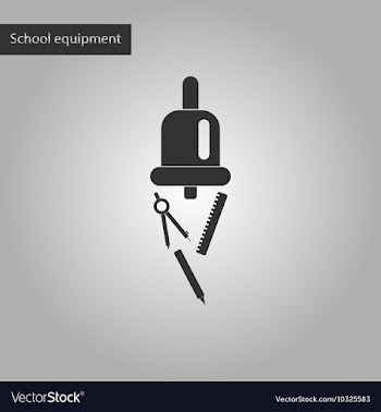 Black and white style icon of bell pencil ruler vector image