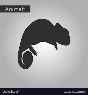 Black and white style icon of chameleon vector image