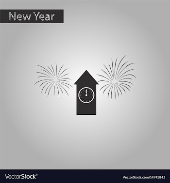 Black and white style icon of christmas clock vector image