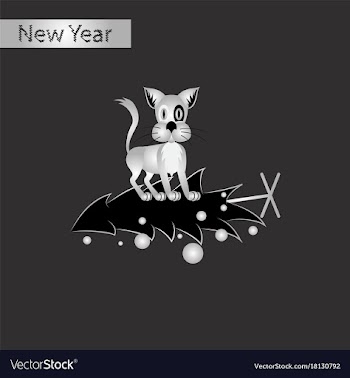 Black and white style icon of christmas tree cat vector image