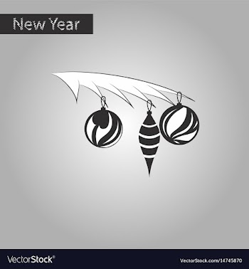 Black and white style icon of christmas tree toys vector image