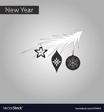 Black and white style icon of christmas tree toys vector image