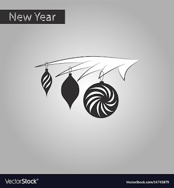 Black and white style icon of christmas tree toys vector image