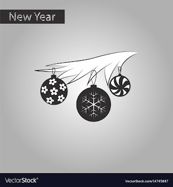 Black and white style icon of christmas tree toys vector image