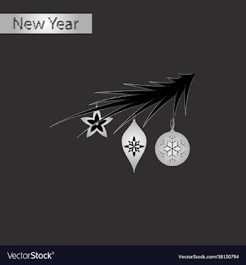 Black and white style icon of christmas tree toys vector image