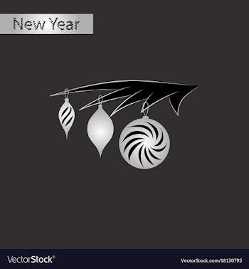 Black and white style icon of christmas tree toys vector image