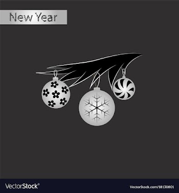 Black and white style icon of christmas tree toys vector image