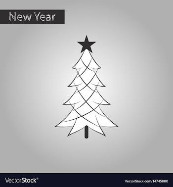 Black and white style icon of christmas tree vector image