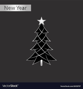 Black and white style icon of christmas tree vector image