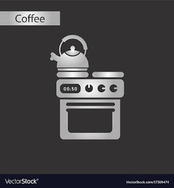 Black and white style icon of coffee kettle stove vector image