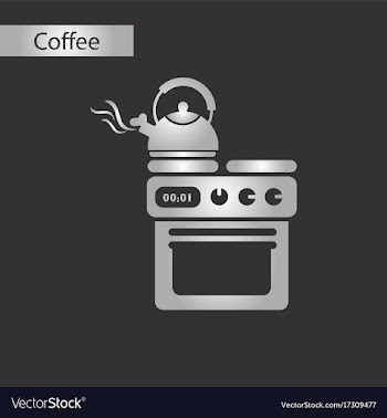 Black and white style icon of coffee kettle stove vector image