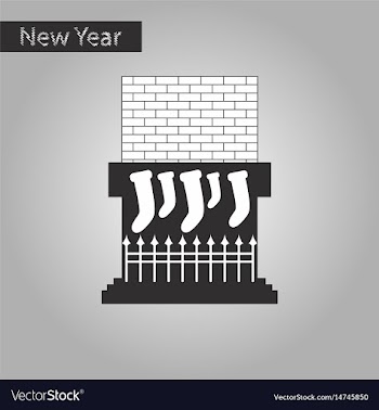 Black and white style icon of fireplace christmas vector image