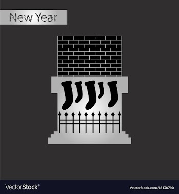 Black and white style icon of fireplace christmas vector image
