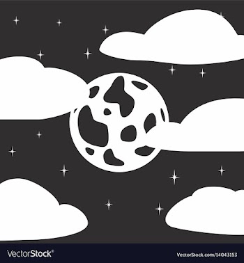 Black and white style icon of full moon stars vector image