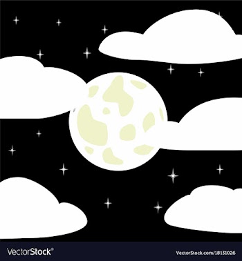 Black and white style icon of full moon stars vector image