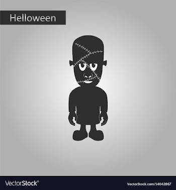Black and white style icon of halloween monster vector image