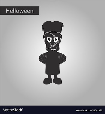Black and white style icon of halloween monster vector image