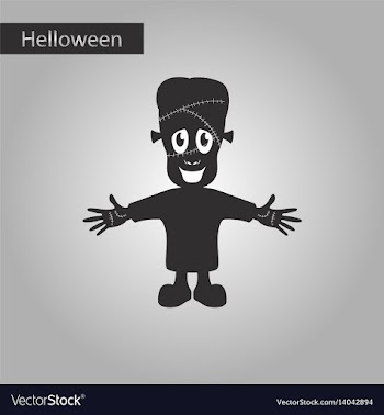 Black and white style icon of halloween monster vector image