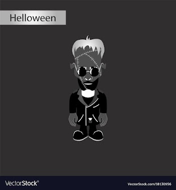 Black and white style icon of halloween monster vector image
