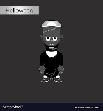Black and white style icon of halloween monster vector image