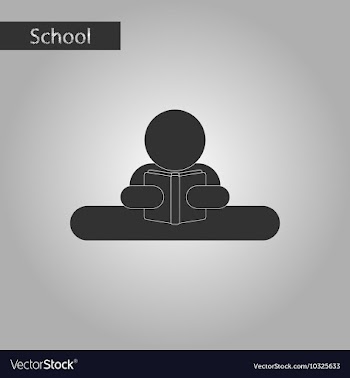 Black and white style icon of man reading book vector image