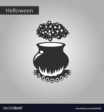 Black and white style icon of potion cauldron vector image