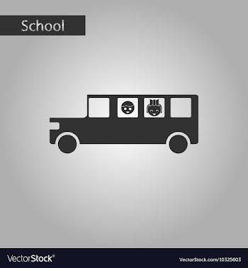 Black and white style icon of school bus vector image