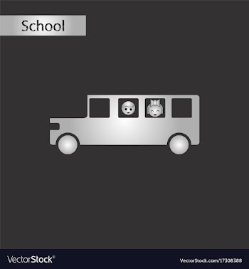 Black and white style icon of school bus vector image