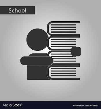 Black and white style icon of schoolboy books vector image