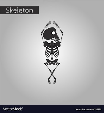 Black and white style icon of skeleton stick vector image