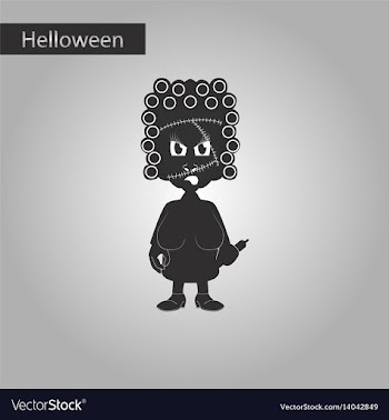 Black and white style icon of zombie woman vector image