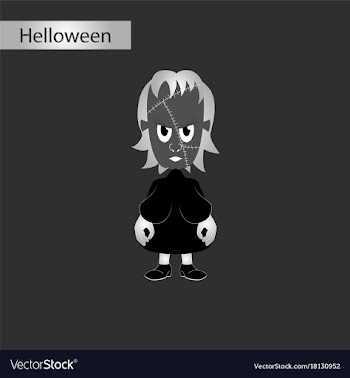 Black and white style icon of zombie woman vector image